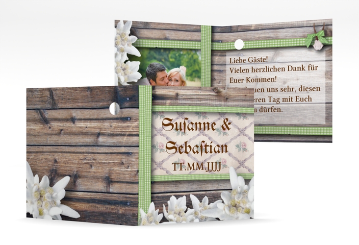 Geschenkanhänger Hochzeit Bayern Geschenkanhänger 10er Set gruen mit Edelweiß in rustikaler Holz-Optik