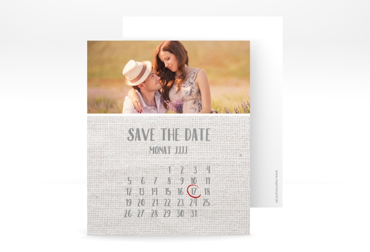 Save the Date-Kalenderblatt Landliebe Kalenderblatt-Karte weiss hochglanz
