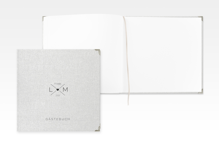 Gästebuch Selection Hochzeit Initials Leinen-Hardcover schwarz mit Initialen im minimalistischen Design
