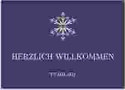 Willkommensschild Hochzeit Crystal 70 x 50 cm Leinwand blau mit Eiskristall