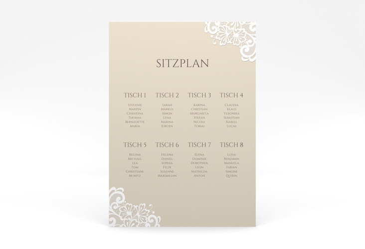 Sitzplan Poster Hochzeit Vintage 50 x 70 cm Poster mit floraler Spitze