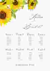 Sitzplan Poster Hochzeit Sonnenblume 50 x 70 cm Poster weiss