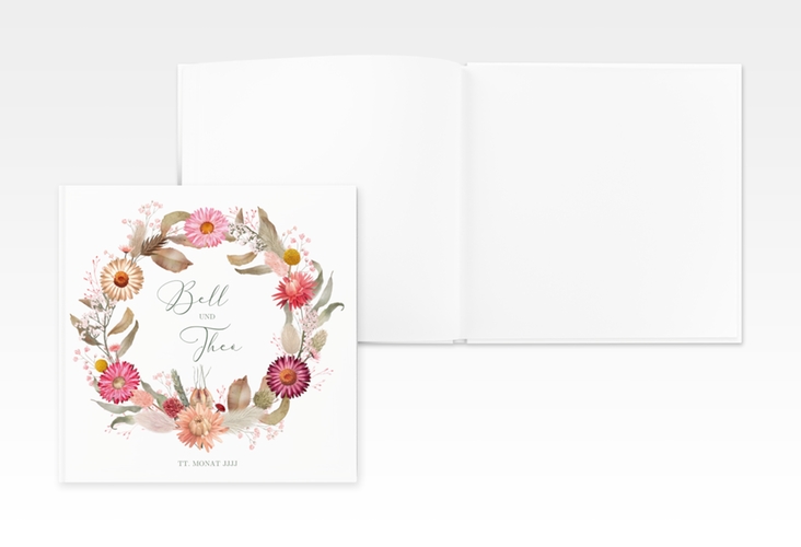 Gästebuch Creation Hochzeit Trockenblumen 20 x 20 cm, Hardcover weiss