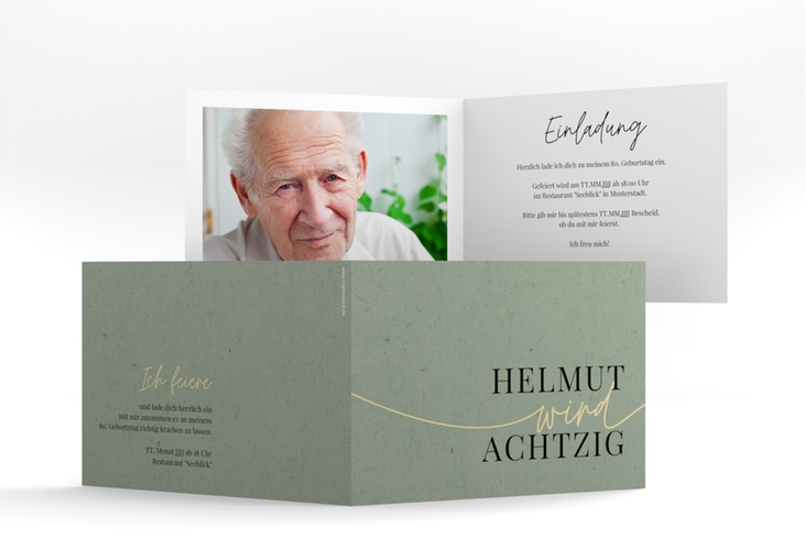 Einladung 80. Geburtstag Einfach A6 Klappkarte quer