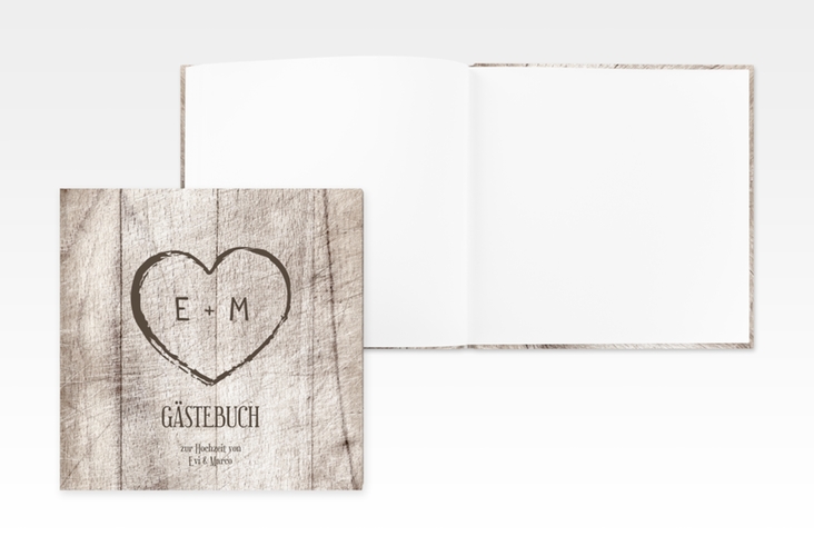 Gästebuch Creation Wood 20 x 20 cm, Hardcover weiss