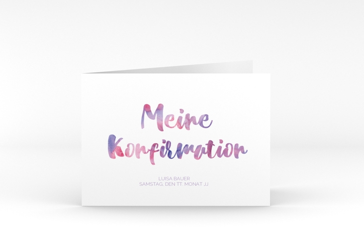 Einladung Konfirmation Grow A6 Klappkarte quer flieder