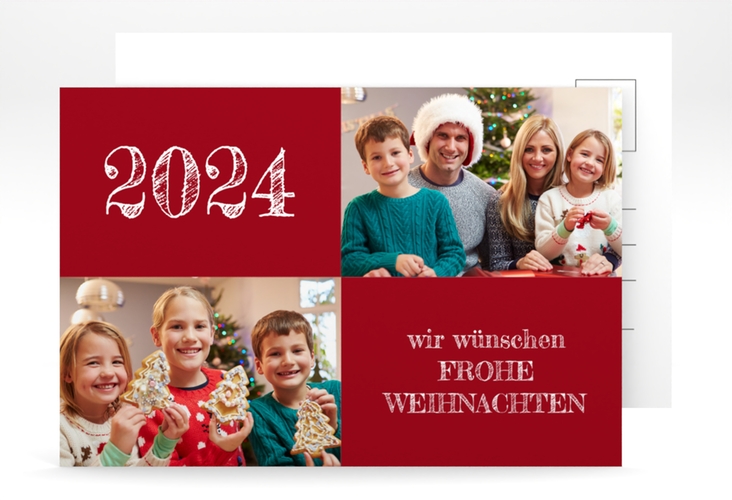 Weihnachtskarte Besinnlichkeit A6 Postkarte rot zum selbst Gestalten mit Fotos