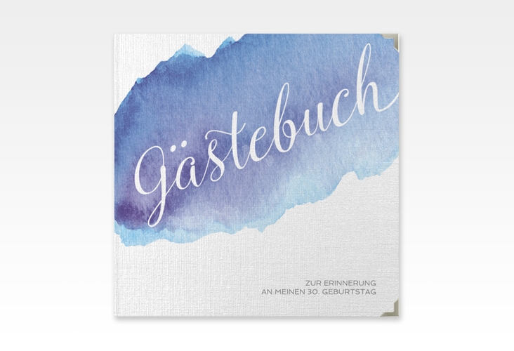 Gästebuch Selection Geburtstag Aquarell Leinen-Hardcover blau