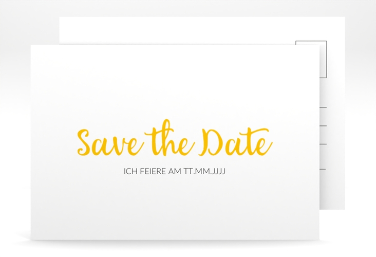 Save the Date-Postkarte Geburtstag Handwriting A6 Postkarte gelb