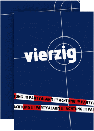 Einladung 40. Geburtstag Feierort A6 Karte hoch blau