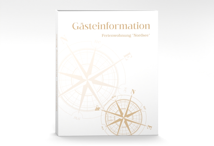 Gästemappe Ferienwohnung A4 Nordsee Gästemappe A4 beige mit Windrose