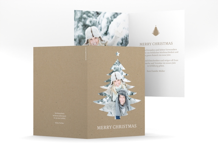 Weihnachtskarte Tanne A6 Klappkarte hoch