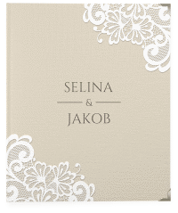 Klick: Details zu Hochzeitsalbum "Vintage" anzeigen Hochzeitsalbum Vintage 21 x 25 cm beige mit floraler Spitze