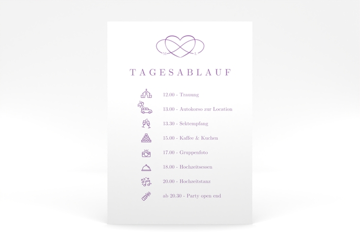 Tagesablauf Poster Hochzeit Infinity 50 x 70 cm Poster lila