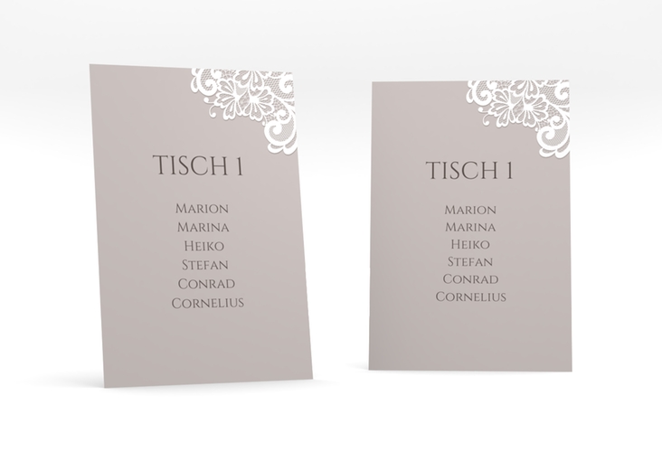 Tischaufsteller Hochzeit "Vintage" Tischaufsteller mit floraler Spitze