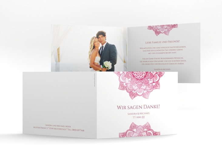 Danksagungskarte Hochzeit Delight A6 Klappkarte quer pink
