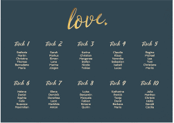 Klick: Details zu Sitzplan Poster Hochzeit "Glam" anzeigen Sitzplan Poster Hochzeit Glam 70 x 50 cm Poster blau