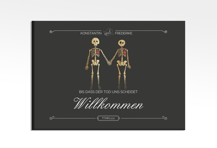 Willkommensschild Hochzeit Bones 70 x 50 cm Leinwand