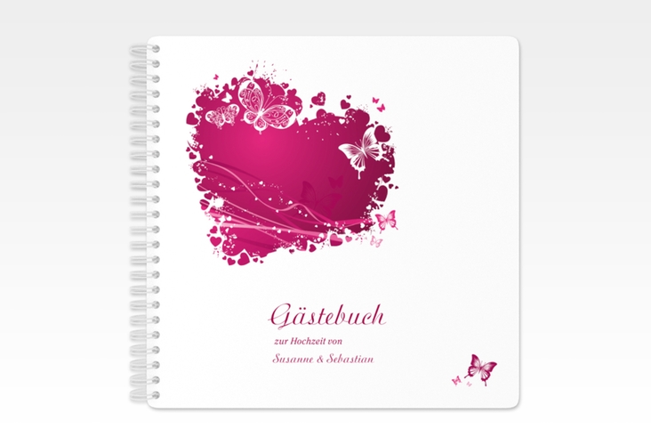 Gästebuch Hochzeit Mailand Ringbindung pink