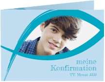 Klick: Details zu Konfirmationseinladung "Frieden" anzeigen Konfirmationseinladung Frieden A6 Klappkarte quer blau