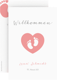 Geburtskarte Littlefoot A6 Karte hoch rosa