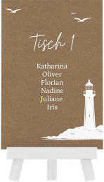 Tischaufsteller Hochzeit Leuchtturm Tischaufsteller Kraftpapier