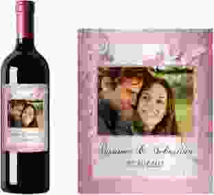 Weinflaschenetikett Hochzeit "Toulouse" Etikett Weinflasche 4er Set rot