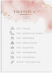 Tagesablauf Leinwand Hochzeit Pastell 50 x 70 cm Leinwand rosa