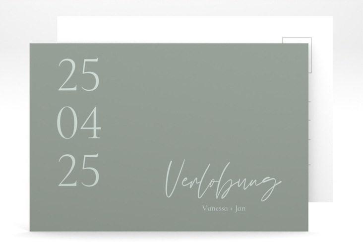 Verlobungskarte Hochzeit Day A6 Postkarte mit Datum im minimalistischen Design