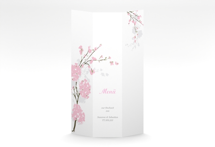 Menükarte Hochzeit Salerno A4 Wickelfalzkarte rosa