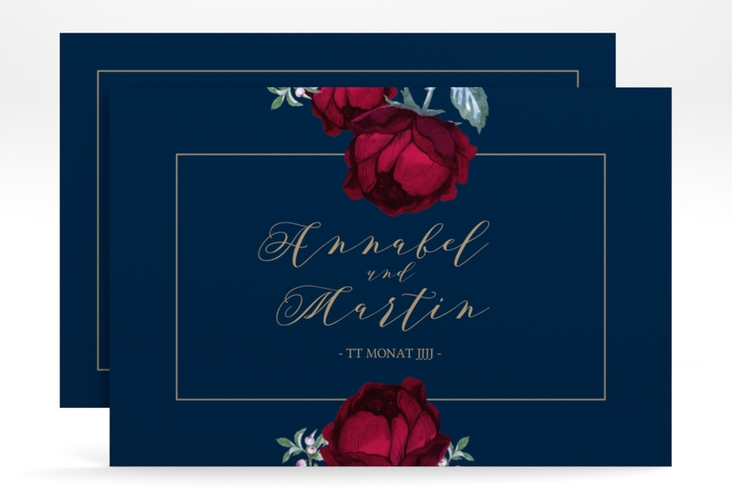 Save the Date-Karte Peonies A6 Karte quer elegant mit Pfingstrosen