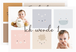 Einladungskarte Kindergeburtstag Tierchen A6 Karte quer braun