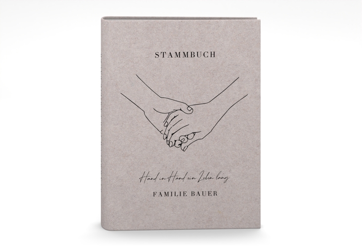 Stammbuch A5 Hands Stammbuch A5 Kraftpapier mit sich haltenden Händen im Monoline-Stil