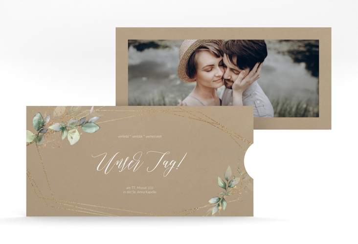 Hochzeitseinladung Greenish Einsteckkarte Kraftpapier