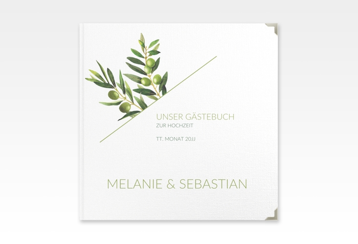 Gästebuch Selection Hochzeit Olivenzweig Leinen-Hardcover weiss