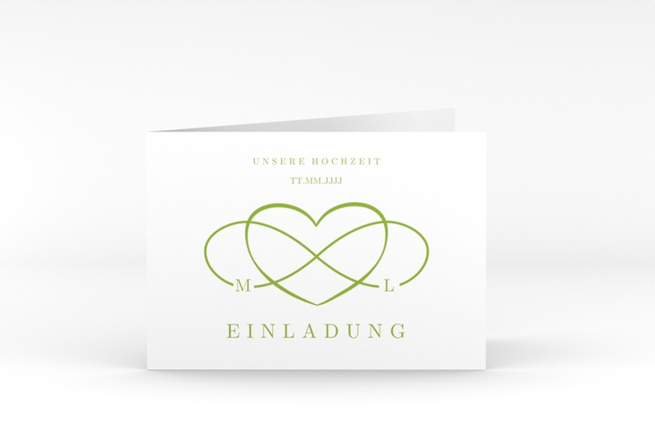 Hochzeitseinladung Infinity A6 Klappkarte quer gruen