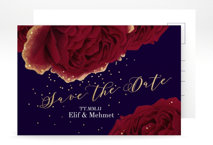 Save the Date-Postkarte Cherie A6 Postkarte schwarz hochglanz