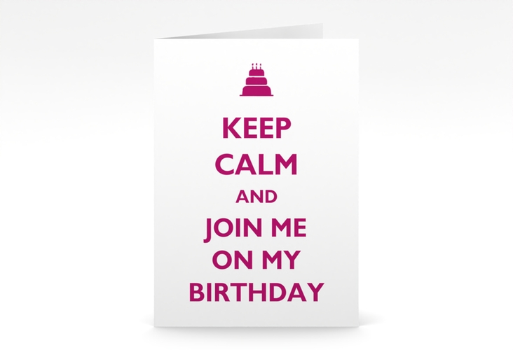 Einladung Geburtstag KeepCalm A6 Klappkarte hoch weiss