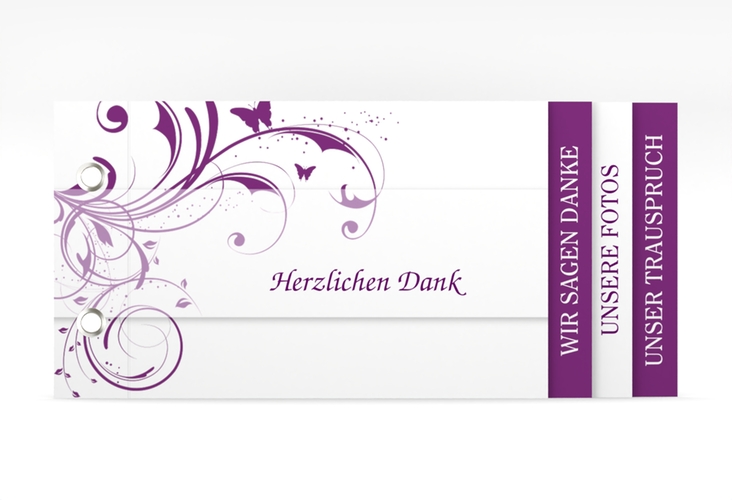 Danksagungskarte Hochzeit Palma Booklet lila