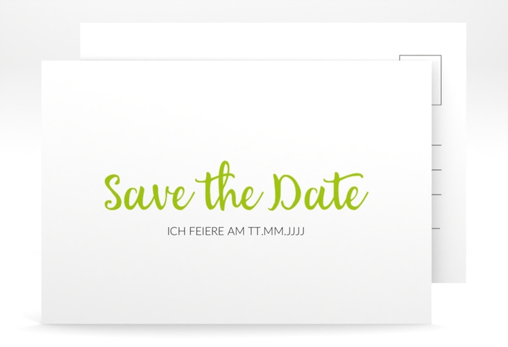 Save the Date-Postkarte Geburtstag Handwriting A6 Postkarte gruen