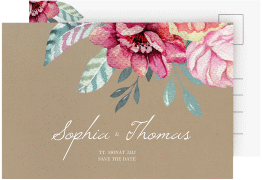 Klick: Details zu Save the Date-Postkarte "Blooming" anzeigen Save the Date-Postkarte Blooming A6 Postkarte Kraftpapier