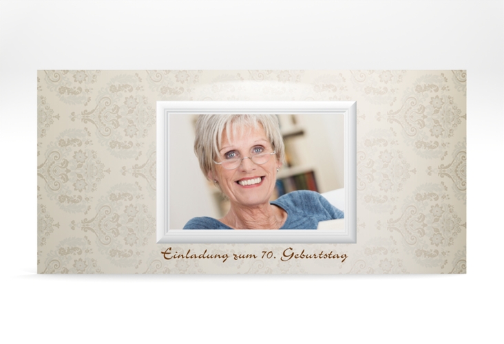 Einladung 70. Geburtstag Elke lange Karte quer hochglanz