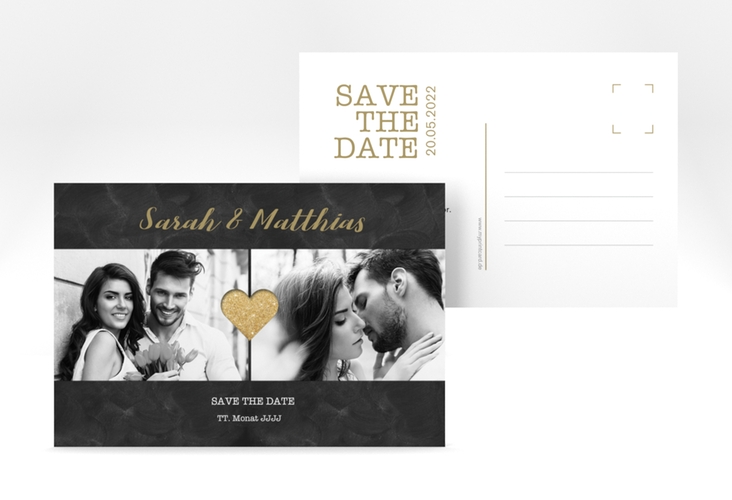 Save the Date-Postkarte Sparkly A6 Postkarte gold hochglanz