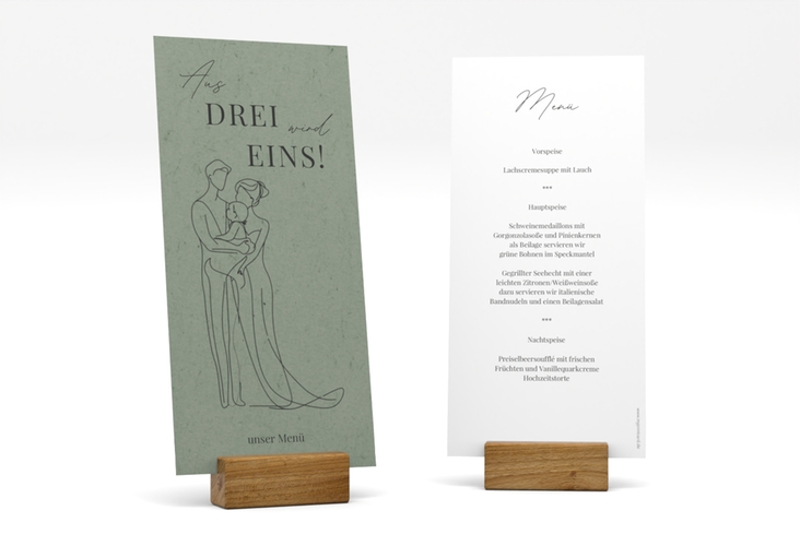 Menükarte Hochzeit Vereint lange Karte hoch