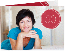 Einladung 50. Geburtstag Twister A6 Klappkarte quer rot