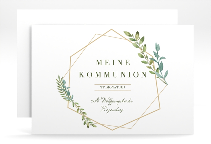 Kommunionseinladung Salbung A6 Karte quer gold