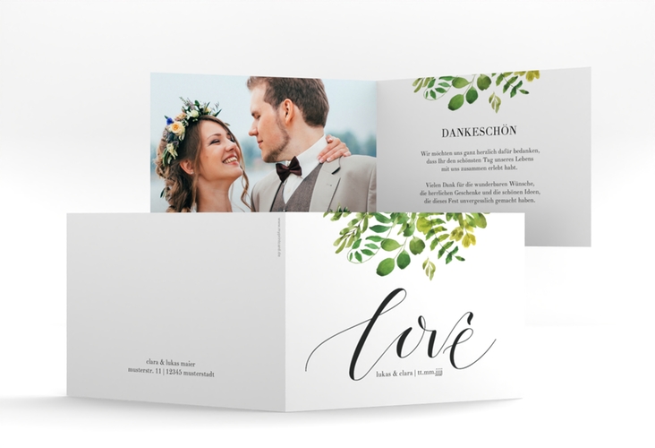 Danksagungskarte Hochzeit Botany A6 Klappkarte quer