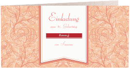 Einladung 80. Geburtstag Marta lange Klappkarte quer