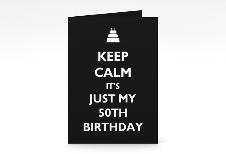 Einladung 50. Geburtstag KeepCalm A6 Klappkarte hoch