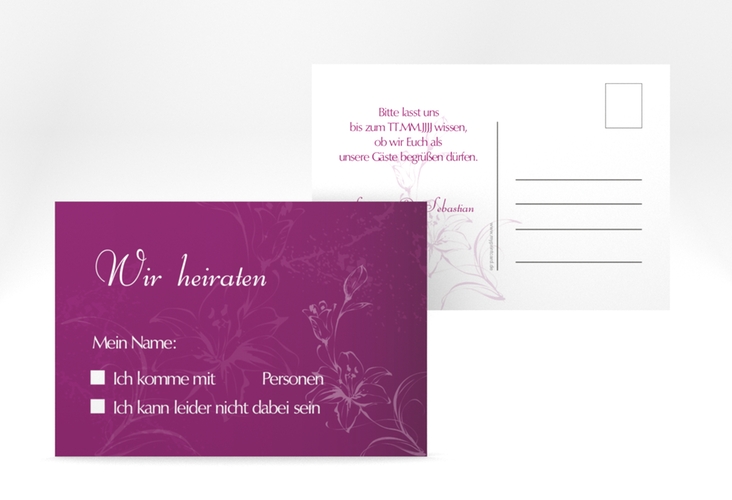 Antwortkarte Hochzeit "Lille" A6 Postkarte